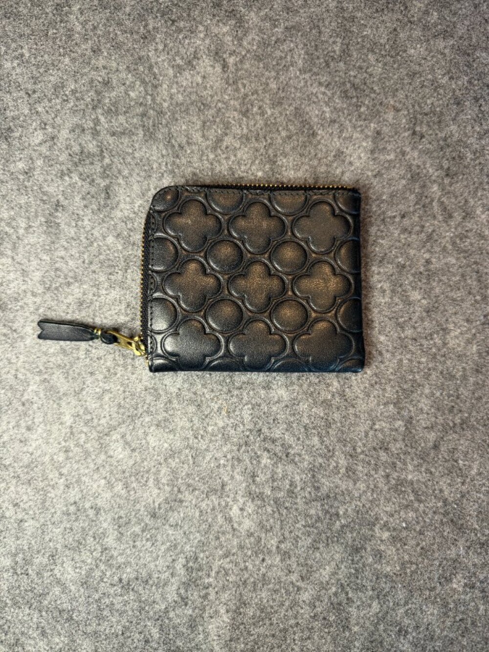 Comme des Garçons Embossed Leather Zip Wallet Black Made in Spain Designer - Picture 2 of 8